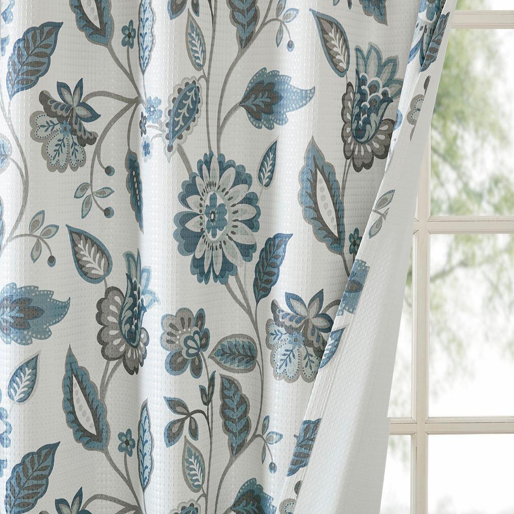 Camille 84 H Jacquard Printed Room Darkening Panel Aqua Olliix.com