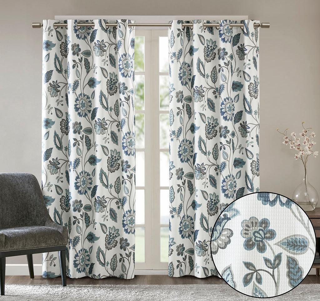 Camille 95 H Jacquard Printed Room Darkening Panel Aqua Olliix.com