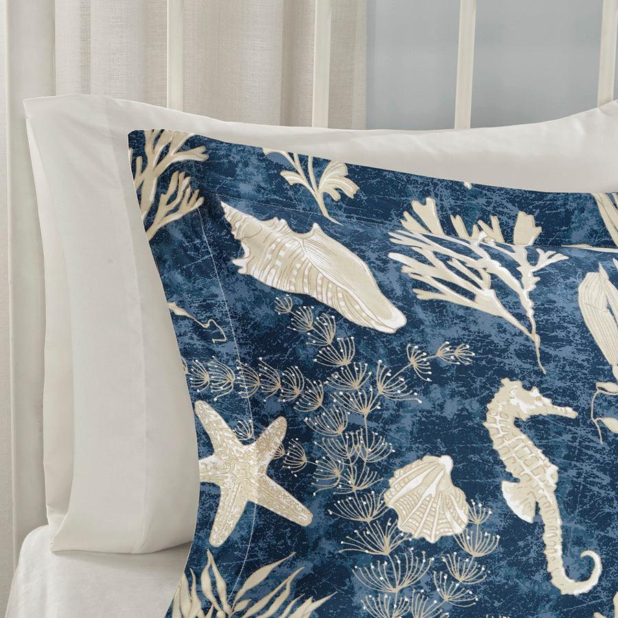 Cape California King Cod 7 Piece Cotton Sateen Comforter Set Blue Olliix.com