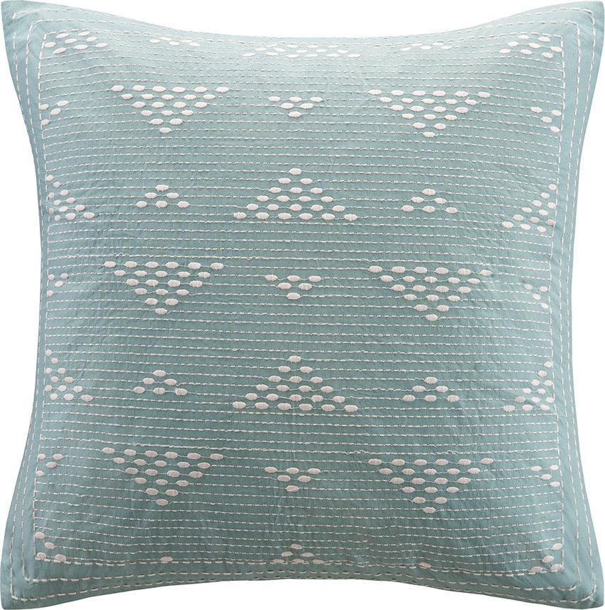 Cario Casual Embroidered Square Pillow 18x18" Blue Olliix.com