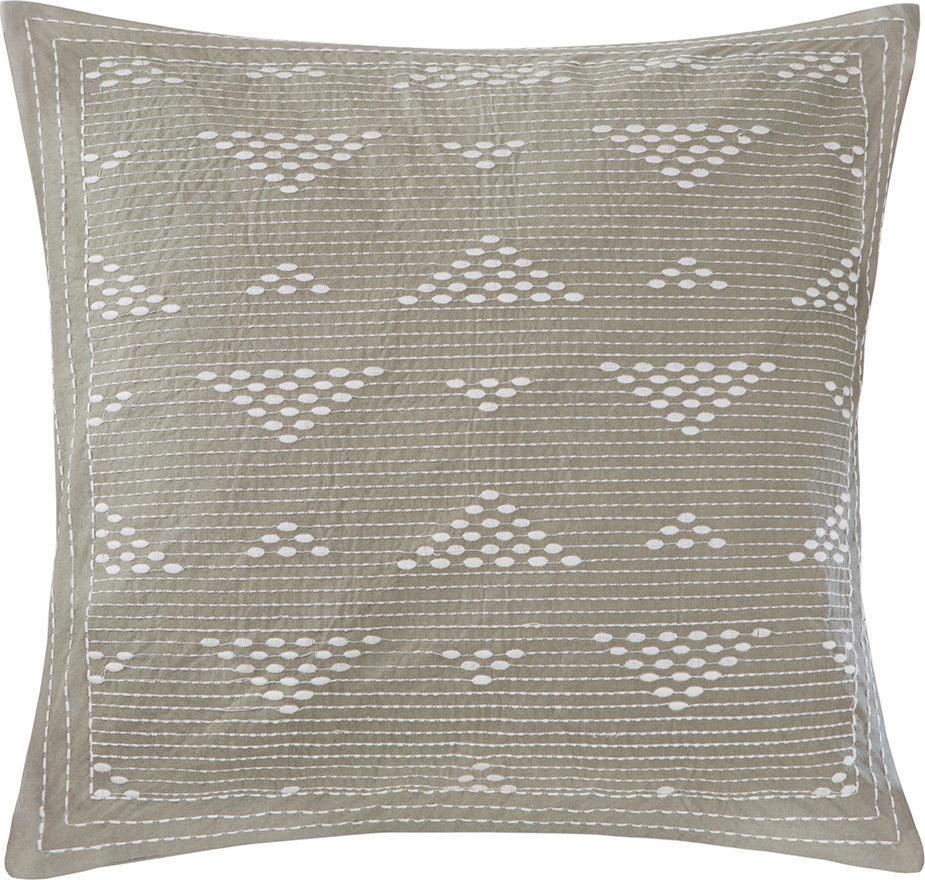 Cario Casual Embroidered Square Pillow 18x18" Taupe Olliix.com