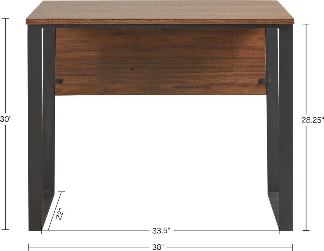 Carlyle 38" Computer Desk With Metal Legs Dark Coffee Olliix.com