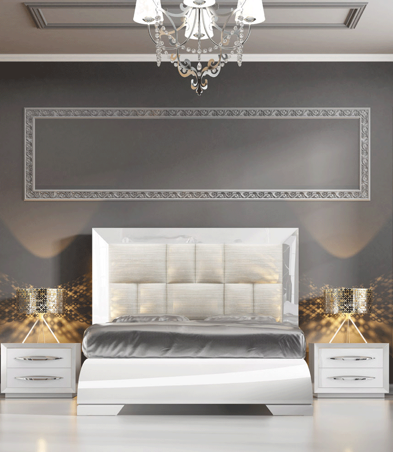 ESF Furniture - Carmen Queen Bed in White - CARMENBEDQ.SWHITE ESF Furniture