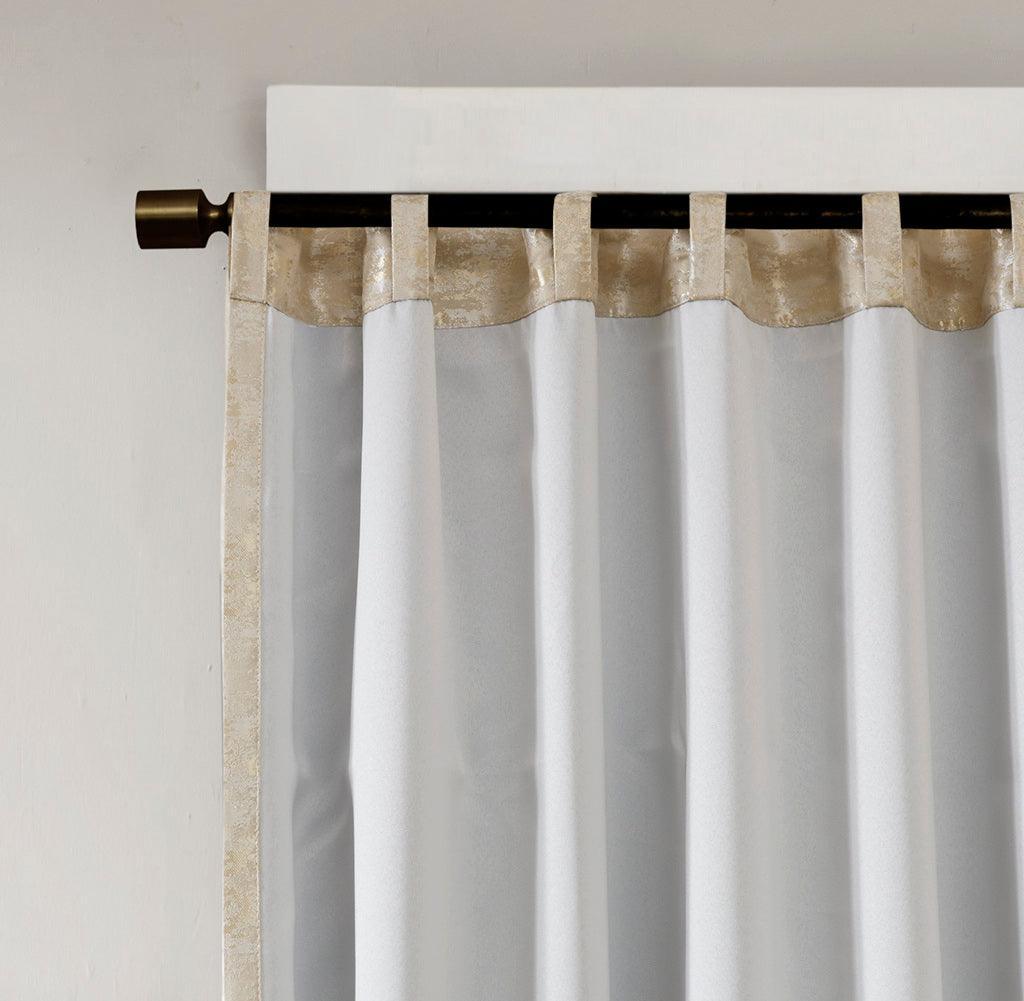 Cassius 108 H Marble Jacquard Total Blackout Rod Pocket/Back Tab Curtain Panel Gold Olliix.com