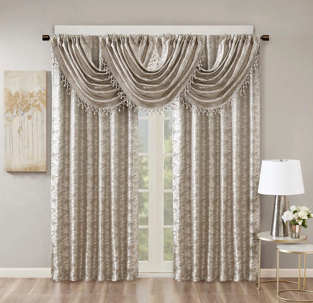 Cassius 108 H Marble Jacquard Total Blackout Rod Pocket/Back Tab Curtain Panel Gray Olliix.com