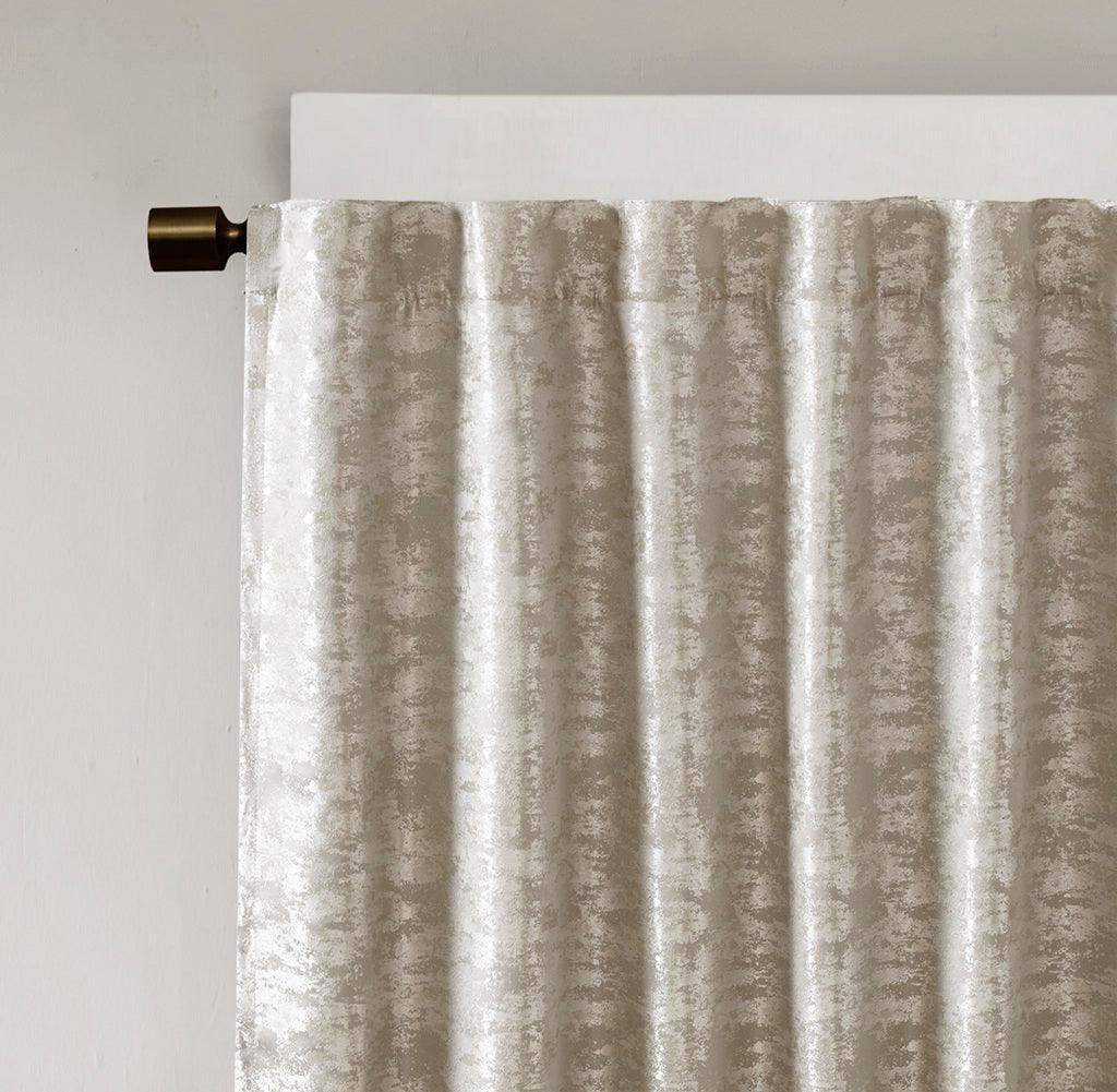 Cassius 108 H Marble Jacquard Total Blackout Rod Pocket/Back Tab Curtain Panel Gray Olliix.com