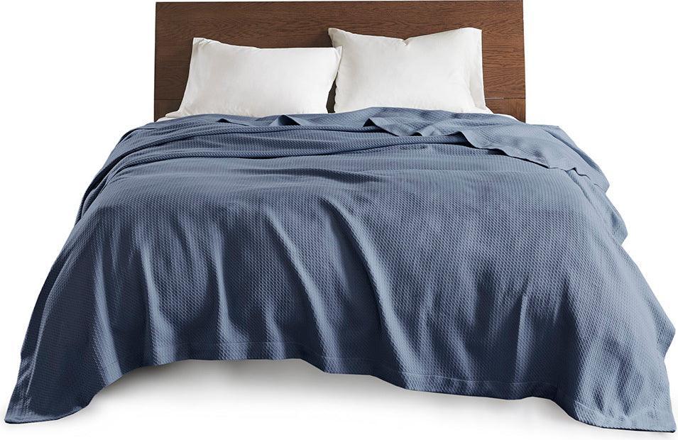 Casual Certified Egyptian Cotton Blanket Full/Queen Blue Olliix.com