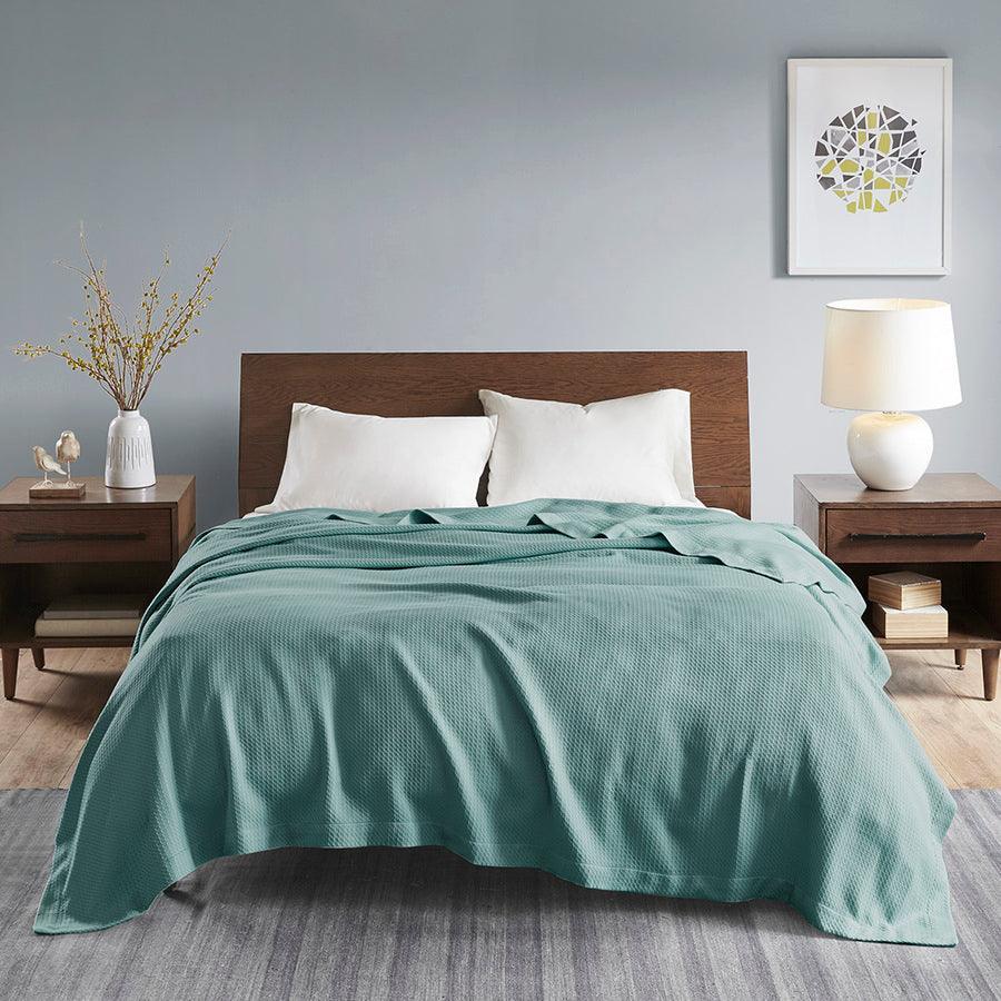 Casual Certified Egyptian Cotton Blanket Full/Queen Teal Olliix.com