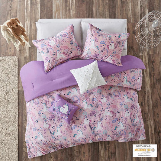 Casual Twin Lola Unicorn Cotton Comforter Set Pink Olliix.com