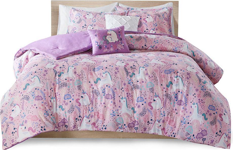 Casual Twin Lola Unicorn Cotton Comforter Set Pink Olliix.com