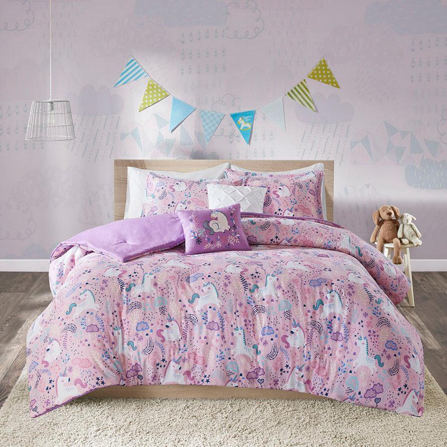 Casual Twin Lola Unicorn Cotton Comforter Set Pink Olliix.com