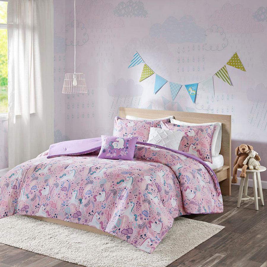 Casual Twin Lola Unicorn Cotton Comforter Set Pink Olliix.com