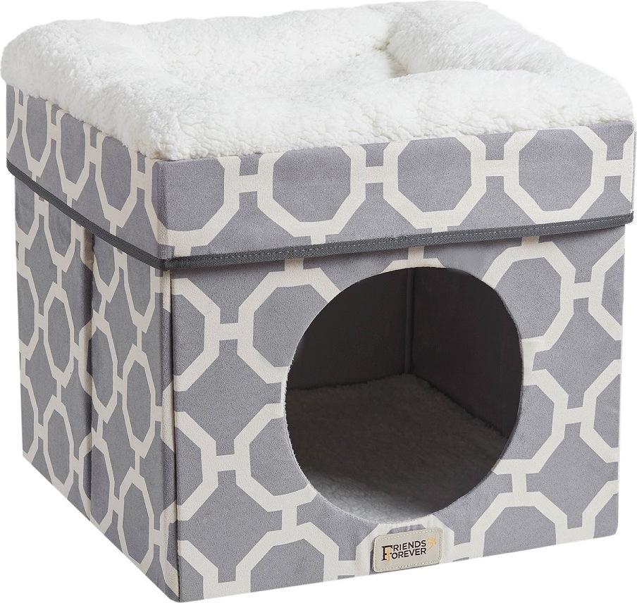 Cat Ottoman Grey|Ivory PET63CH5688P Olliix.com