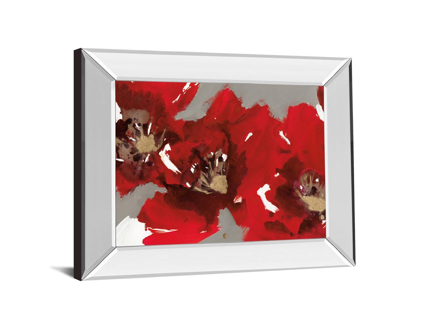 Red Poppy Forest I By N. Barnes - Mirror Framed Print Wall Art - Red Classy Art