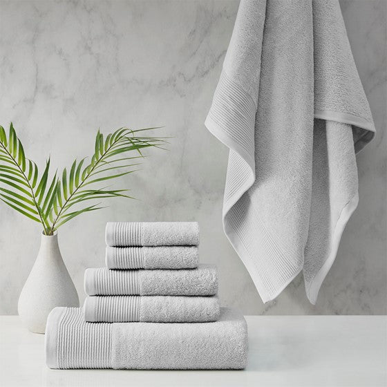 Cotton Tencel Blend Antimicrobial 6 Piece Towel Set Grey Olliix.com