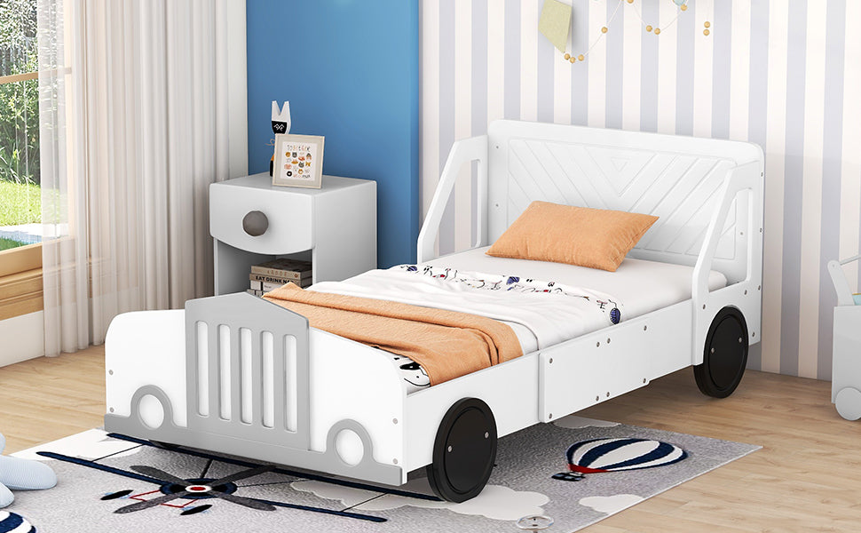 Twin Size Car-Shaped Platform Bed with Wheels,White House to Home Furnishings LLC