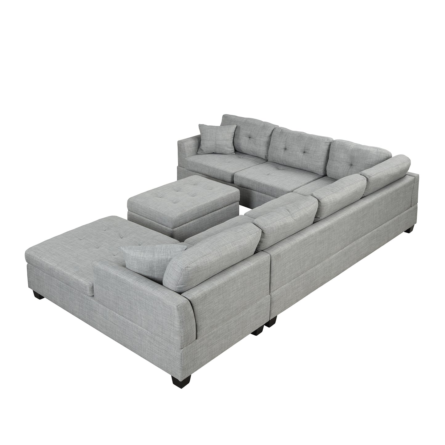 121.3" Oversized Sectional Sofa with Storage Ottoman, U Shaped Sectional Couch with 2 Throw Pillows for Large Space Dorm Apartment House to Home Furnishings LLC