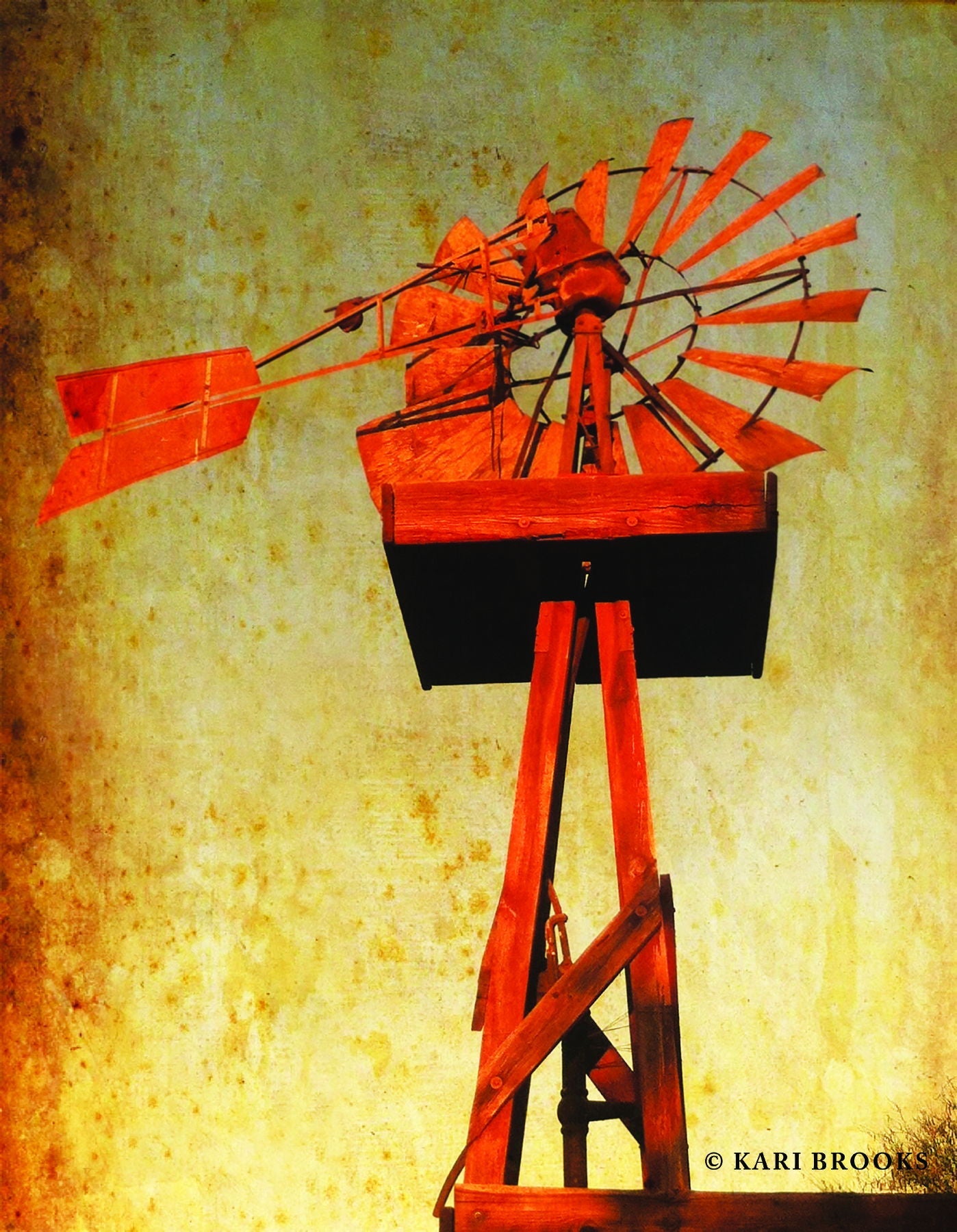 Chip's Windmill By Kari Brooks - Yellow Classy Art