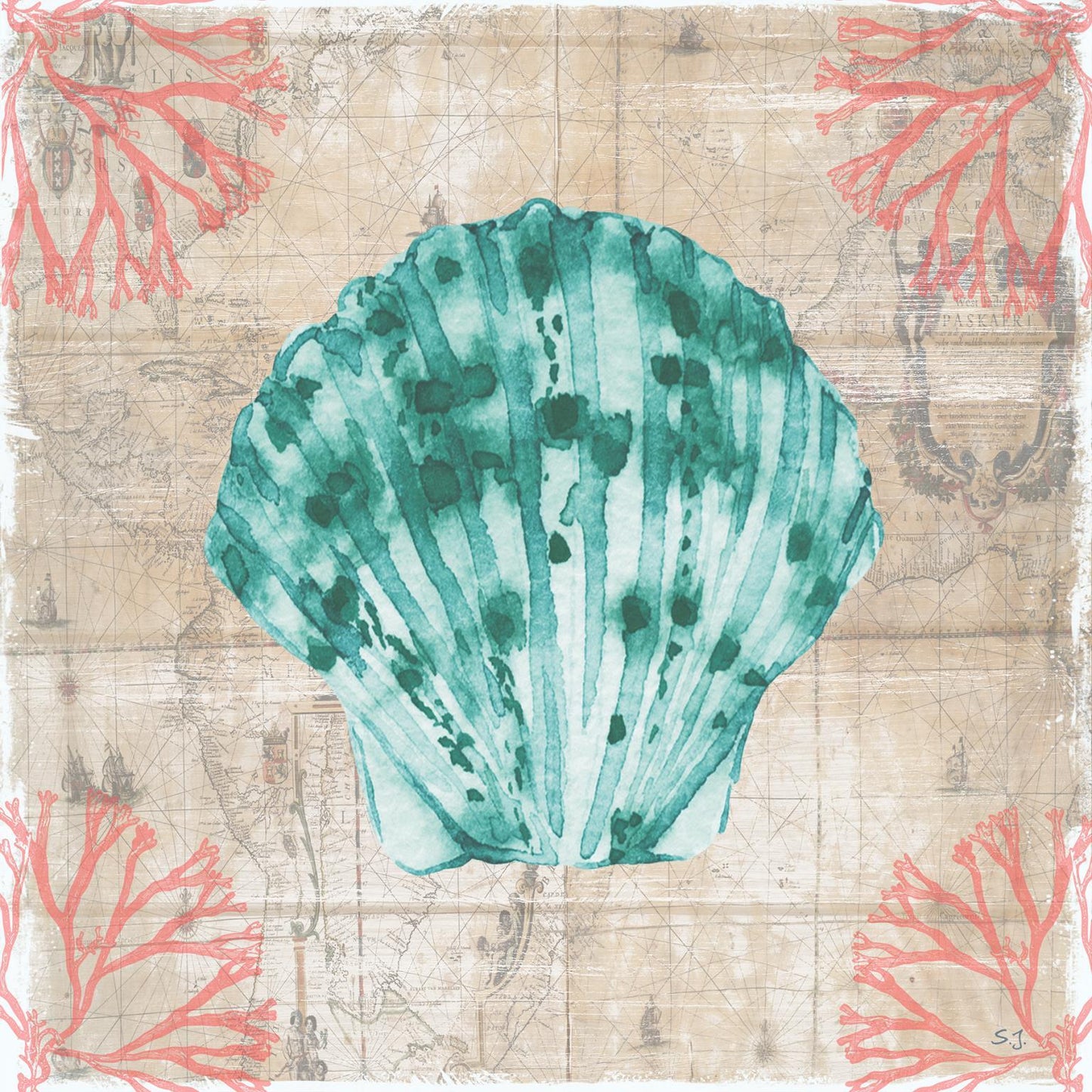 Framed - Coral Cove I By Susan Jill - Blue Classy Art