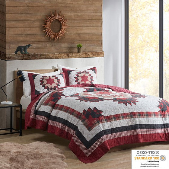 Cotton Quilt Mini Set Red Cal King Olliix.com