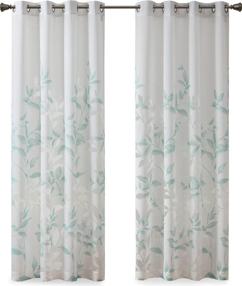 Cecily 84" Burnout Printed Window Panel Aqua Olliix.com