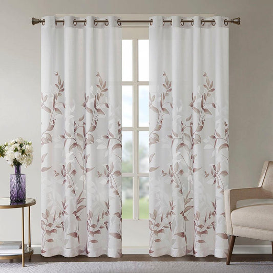 Cecily 84" Burnout Printed Window Panel Mauve Olliix.com