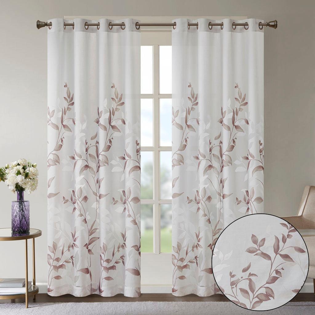 Cecily 84" Burnout Printed Window Panel Mauve Olliix.com