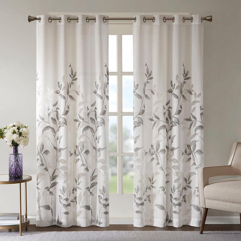 Cecily 84 H Burnout Printed Window Panel Gray Olliix.com