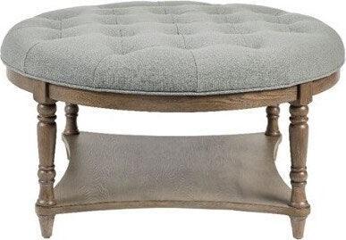 Cedric Farm House Accent Ottoman 36"Diametare x 19"H Gray Olliix.com