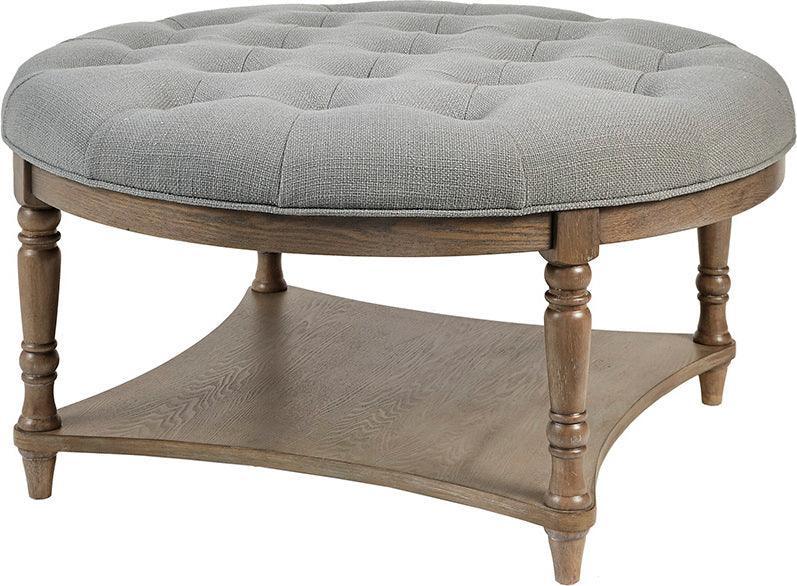 Cedric Farm House Accent Ottoman 36"Diametare x 19"H Gray Olliix.com