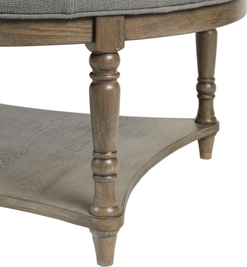 Cedric Farm House Accent Ottoman 36"Diametare x 19"H Gray Olliix.com