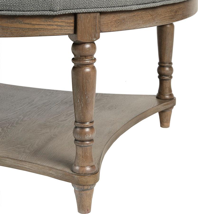 Cedric Farm House Accent Ottoman 36"Diametare x 19"H Gray Olliix.com