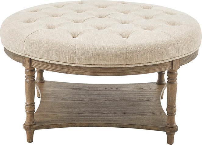 Cedric Transitional Accent Ottoman 36"Dia x 19"H Cream Olliix.com