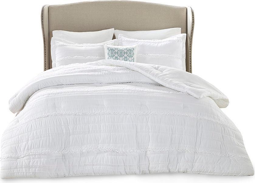 Celeste 5 Piece Comforter Set White Queen Olliix.com