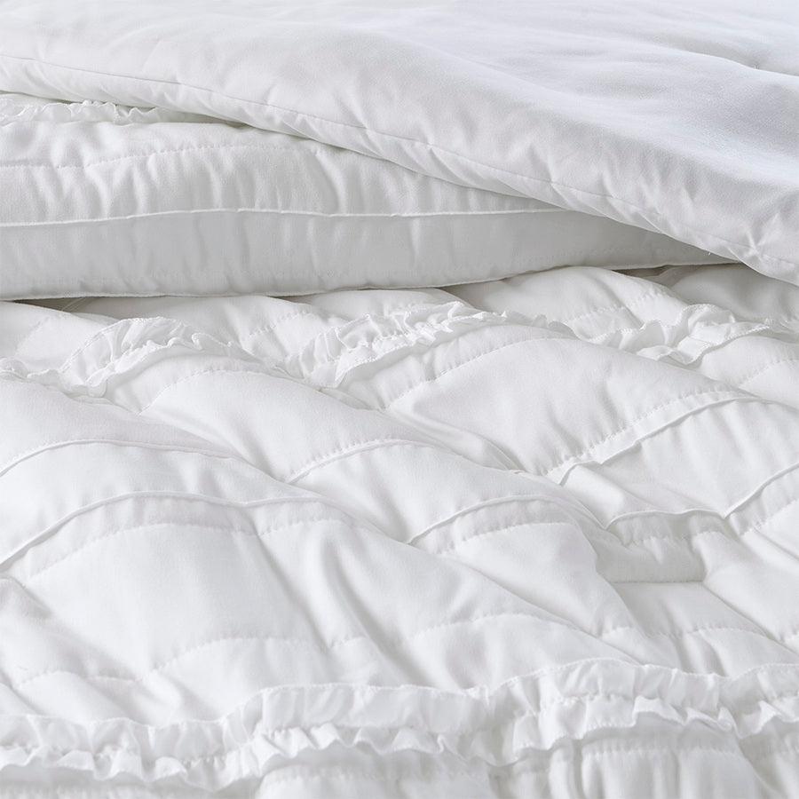 Celeste 5 Piece Comforter Set White Queen Olliix.com