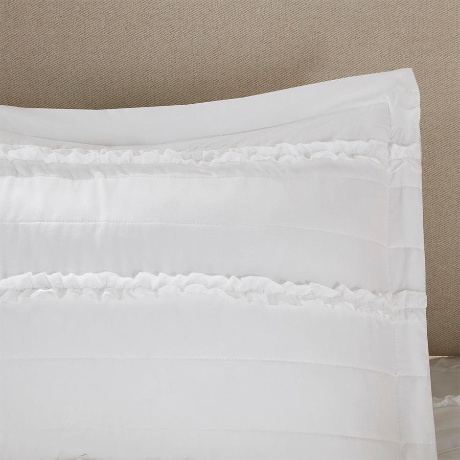 Celeste 5 Piece Comforter Set White Queen Olliix.com