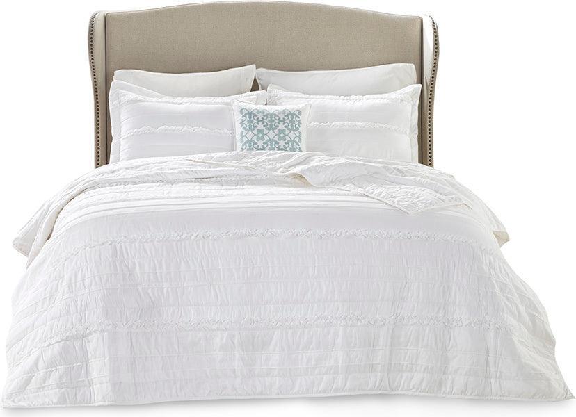 Celeste King/California King 4 Piece Reversible Coverlet Set White Olliix.com