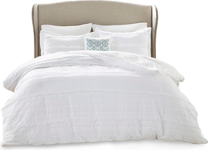 Celeste Shabby Chic 4 Pc 2-in-1 Duvet Set Full/Queen White Olliix.com