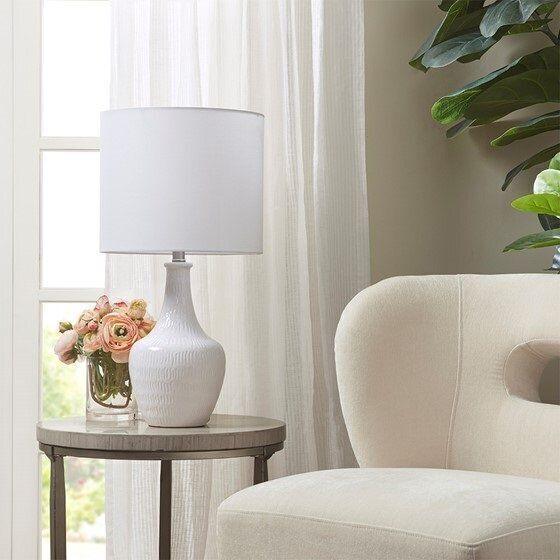 Celine Ceramic Vase 26" Table Lamp White Olliix.com