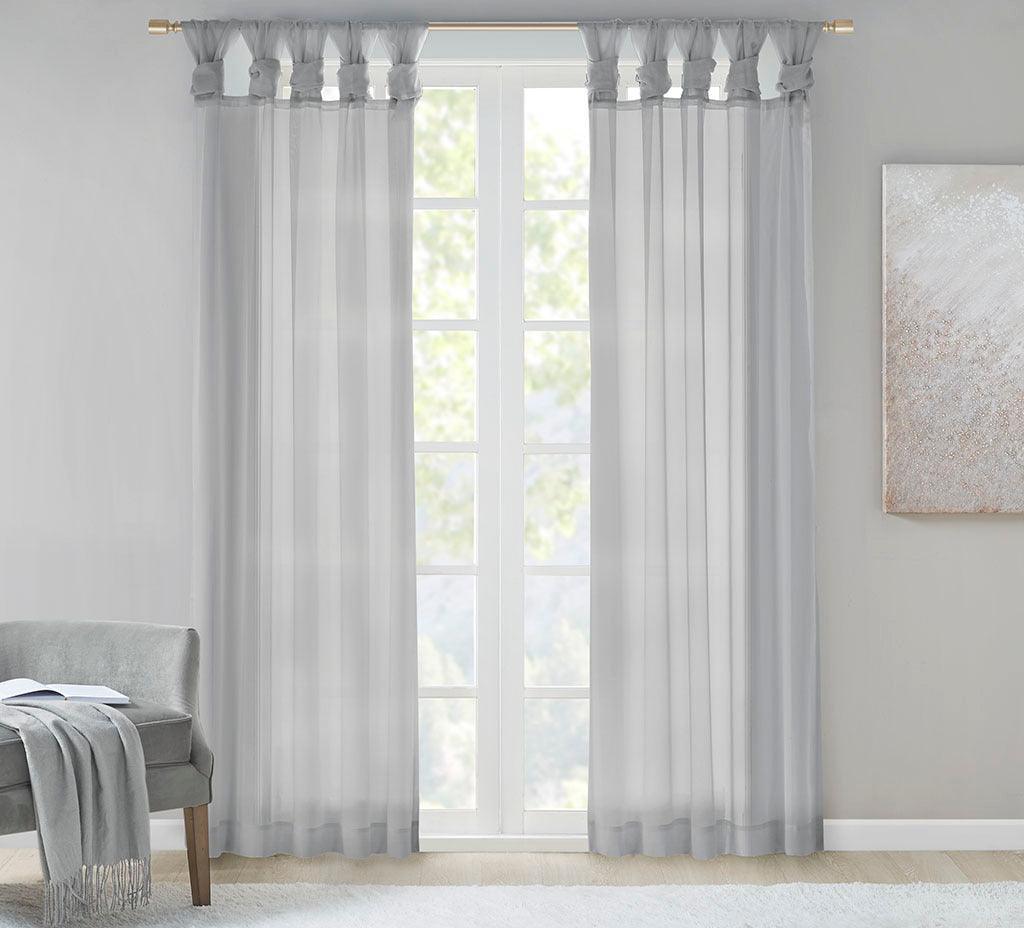 Ceres 63" Twist Tab Voile Sheer Window Pair Light Gray Olliix.com