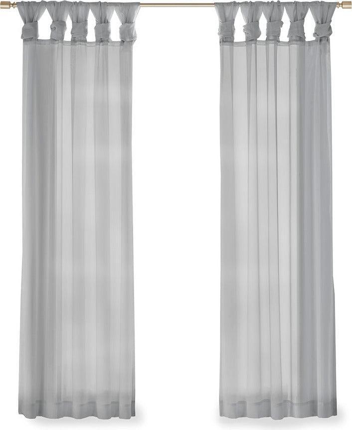 Ceres 63" Twist Tab Voile Sheer Window Pair Light Gray Olliix.com