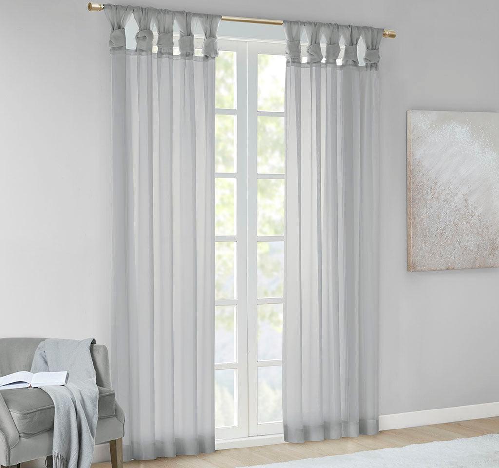 Ceres 63" Twist Tab Voile Sheer Window Pair Light Gray Olliix.com