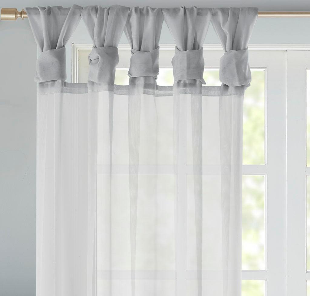 Ceres 63" Twist Tab Voile Sheer Window Pair Light Gray Olliix.com