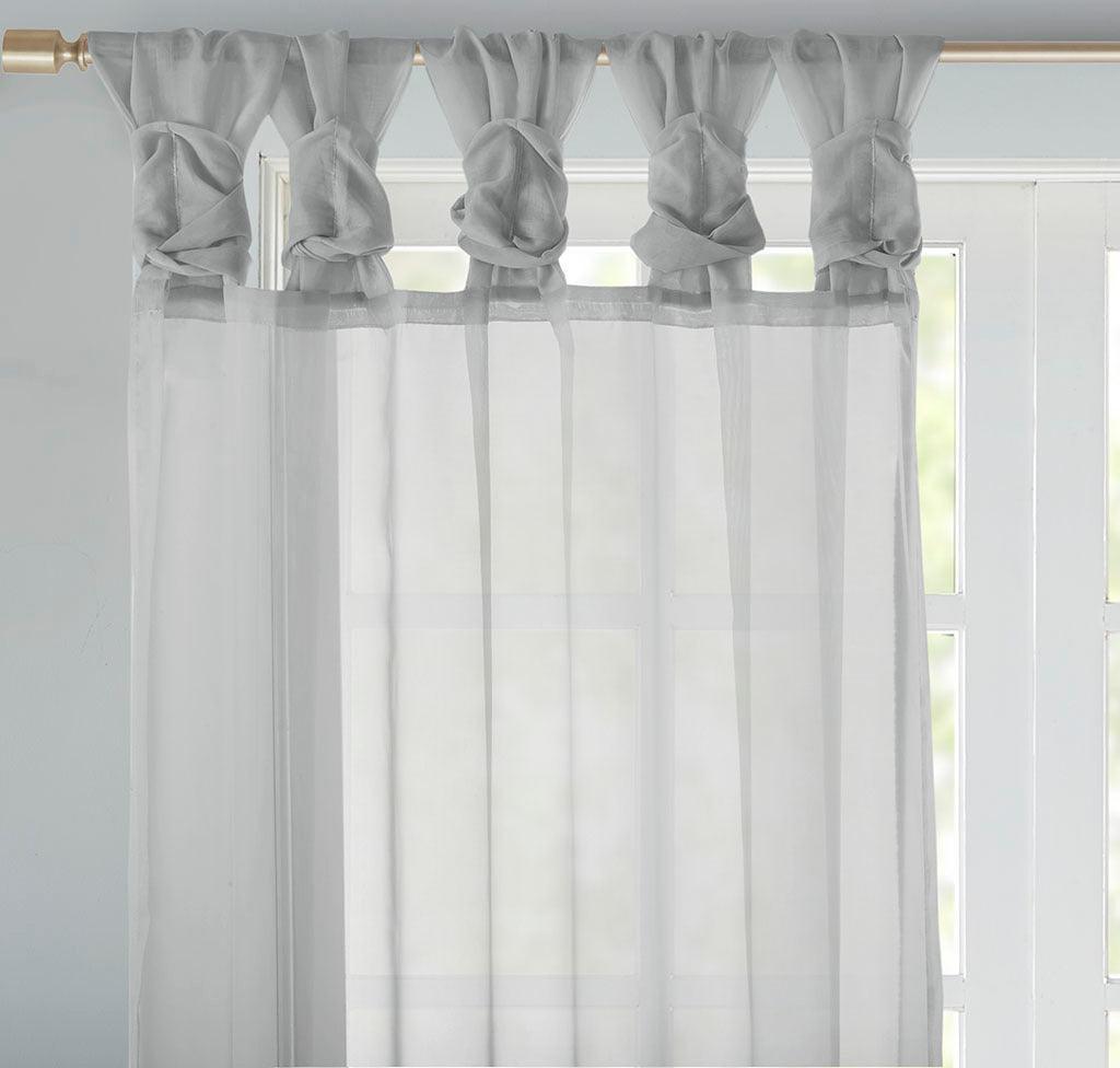 Ceres 63" Twist Tab Voile Sheer Window Pair Light Gray Olliix.com