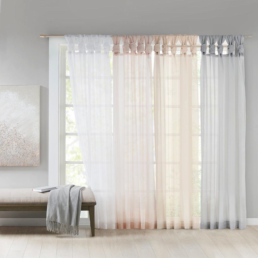 Ceres 63" Twist Tab Voile Sheer Window Pair Light Gray Olliix.com