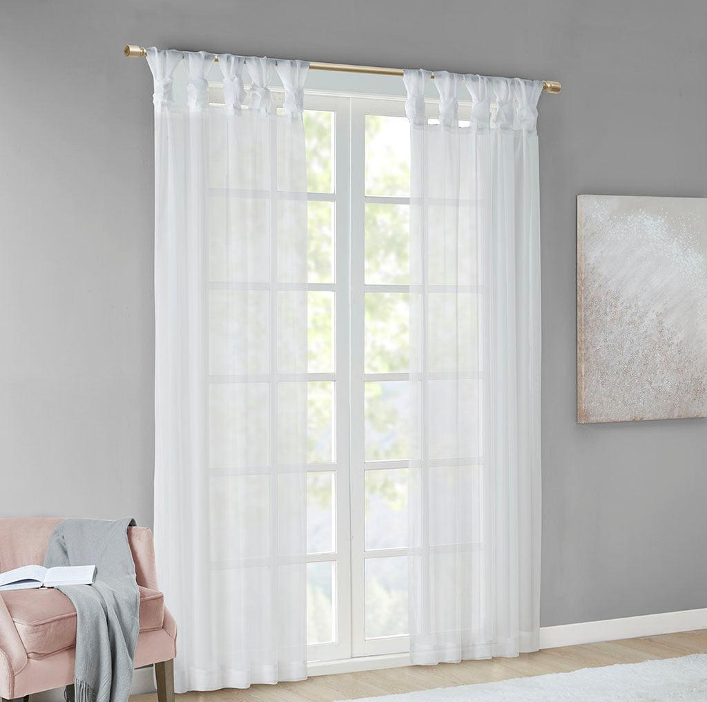 Ceres 63" Twist Tab Voile Sheer Window Pair White Olliix.com