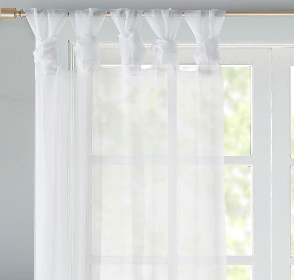 Ceres 63" Twist Tab Voile Sheer Window Pair White Olliix.com