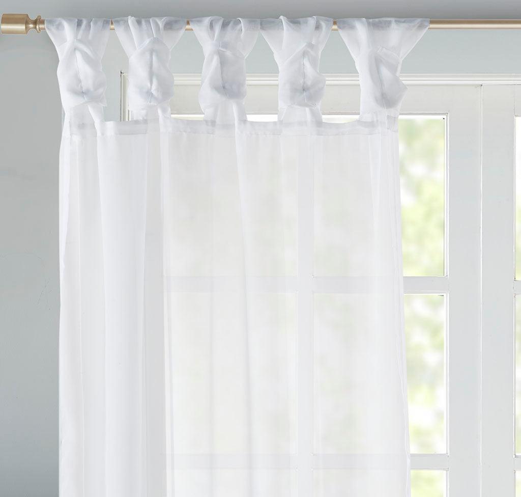 Ceres 63" Twist Tab Voile Sheer Window Pair White Olliix.com