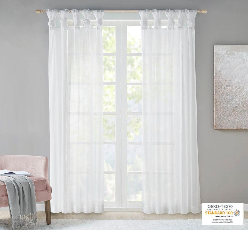 Ceres 63" Twist Tab Voile Sheer Window Pair White Olliix.com