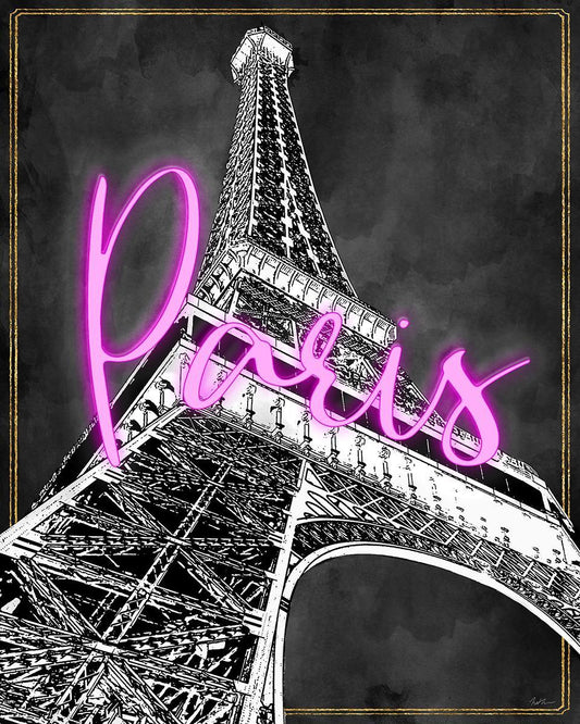 Neon Nights In Paris By Natalie Carpentieri - Pink Classy Art